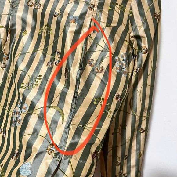 Peruvian Connection Silk Edwardian Embroidered Jacket Size 16 Striped Artsy FLAW - Picture 13 of 15